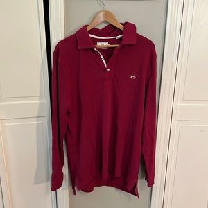 XL Red Southern Tide Long Sleeve Collared Shirt